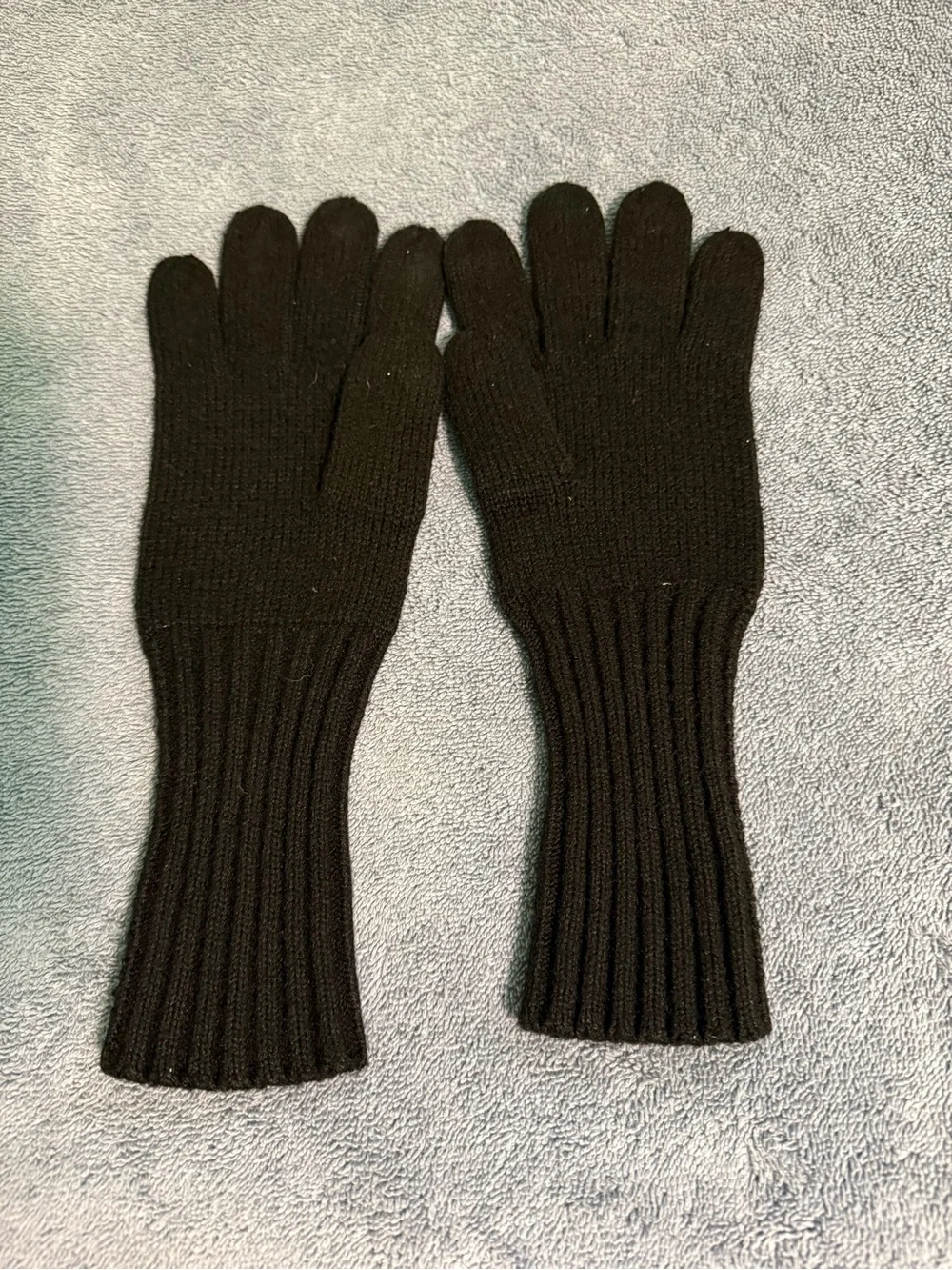 Black Rib Knit Long Cuff Gloves